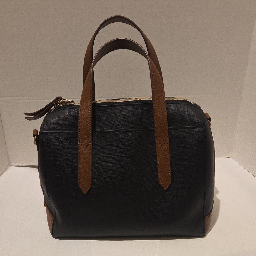 Fossil Sydney Satchel  Black and Brown Bag With Crossbody Strap